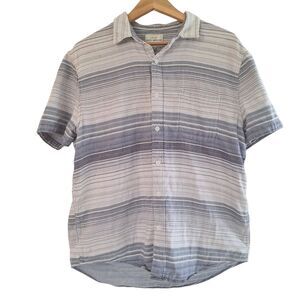 Lucky Brand Cotton Classic Shirt Mens XL Blue Stripe Button Front Short Sleeve